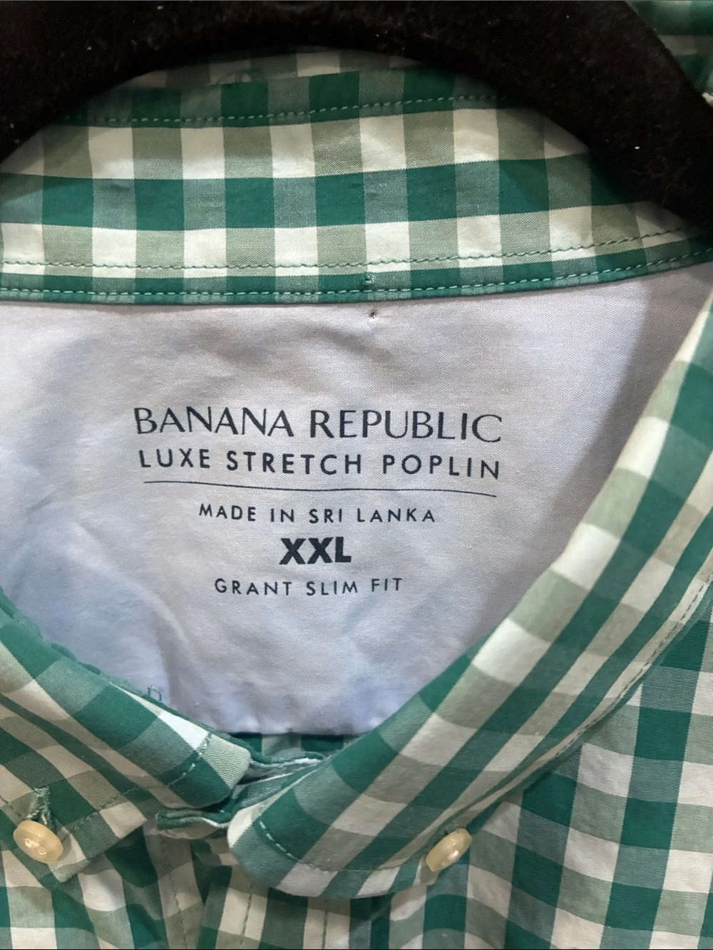 Banana Republic Luxe Stretch Poplin Green Gingham Button-Down Shirt - Men's